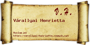 Várallyai Henrietta névjegykártya